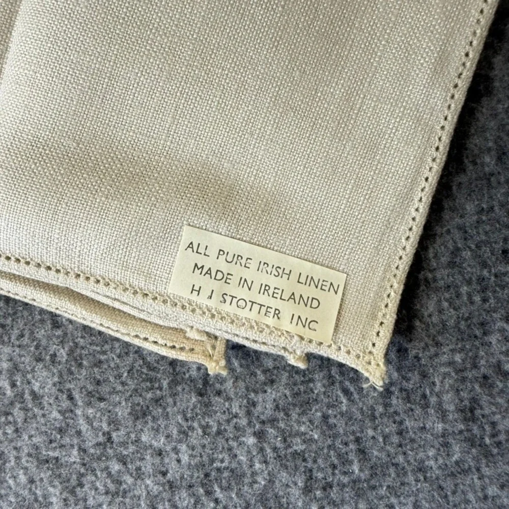 Vintage H J Stotter Inc‎ All Pure Irish Linen Napkins Set of 4 Cream Hemstitch